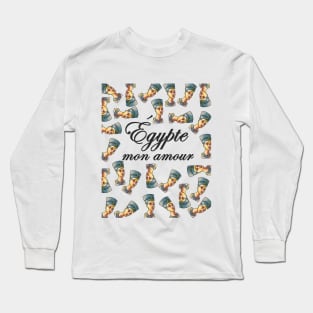 Egypt/ Egypte mon amour- nefertiti pattern Long Sleeve T-Shirt